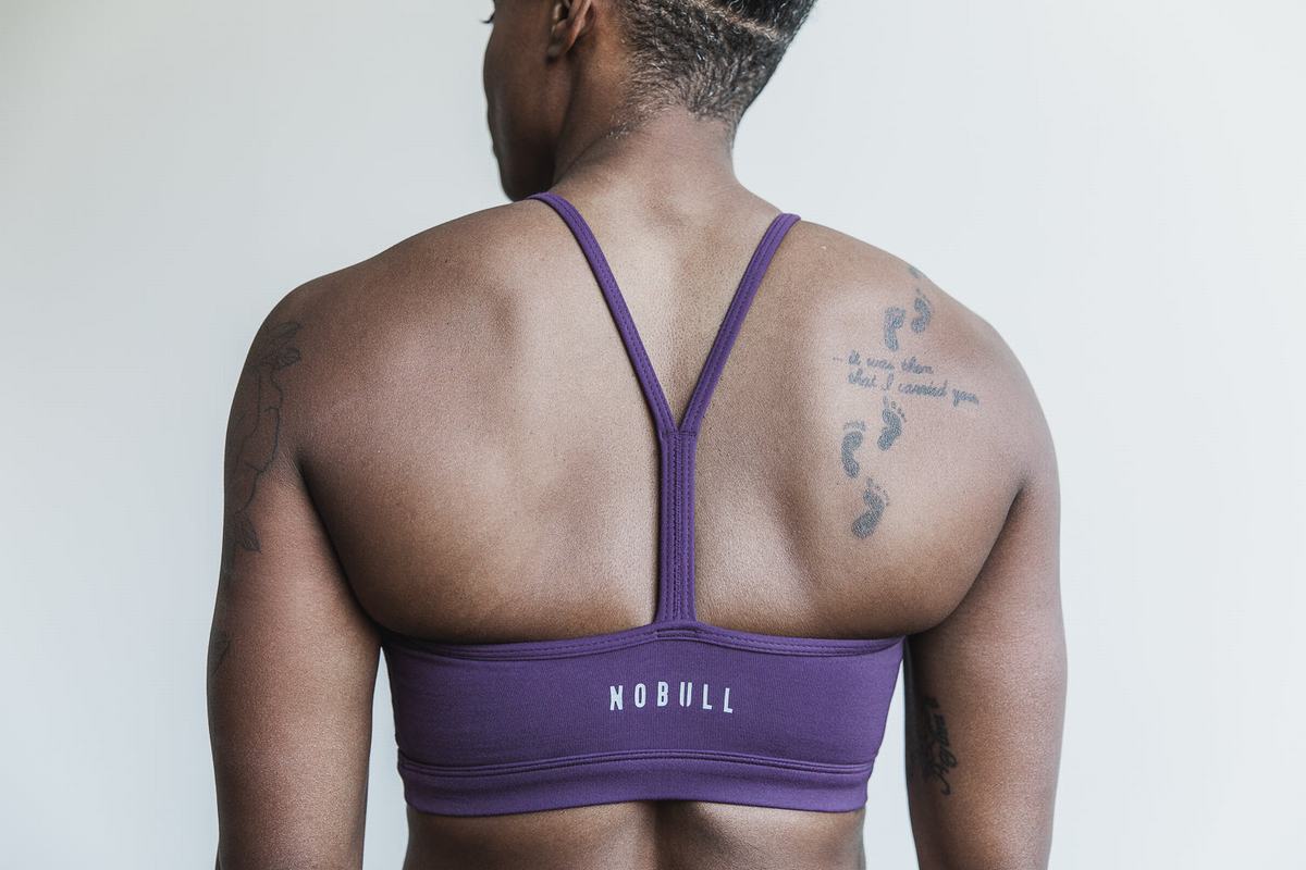 Nobull Halter Matte Women's Sports Bras Purple | Australia (AH4583)